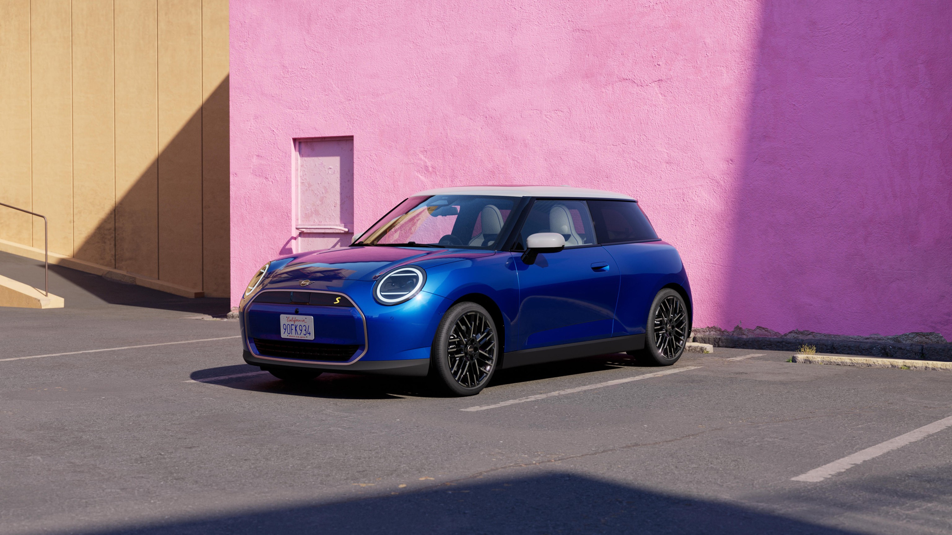 All-electric Mini Cooper – model shelf - background
